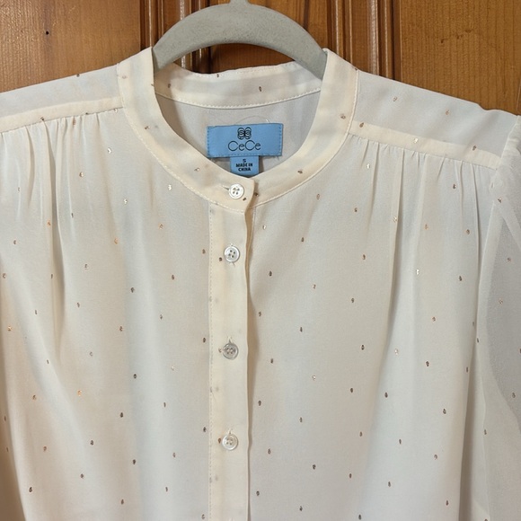 CeCe Cream Button-Up Blouse - Size Small - Picture 3 of 8